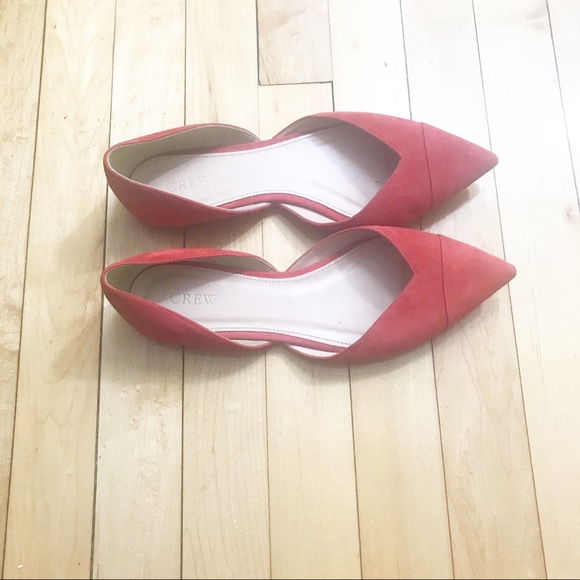 J Crew Sadie Red D’Orsay Pointed Suede Flats 7.5 - Picture 3 of 4